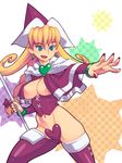  bad_id bad_pixiv_id blonde_hair boots breasts groin hat heart highres large_breasts long_hair metata nail_polish revealing_clothes sandra_witch sandra_witch_(character) solo thigh_boots thighhighs 