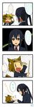  4koma :d absurdres animal_ears black_hair blush brown_hair check_translation comic cymbals dated drumsticks grin hairband highres instrument k-on! multiple_girls nakano_azusa object_on_head open_mouth red_eyes sakuragaoka_high_school_uniform school_uniform sidelocks signature smile suan_ringo tail tainaka_ritsu translated translation_request twintails wolf_ears wolf_tail |_| 