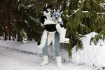  couole dog forest fursuit holding husky mammal rusfurrence snow tree winter 
