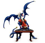  anthro band blue_body clothing dragon dragon_wings keyboard leather low_res musical_instrument open_mouth piercing plain_background pose solo spread_wings standing vest white_background wings 