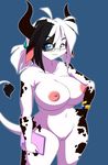  anthro big_breasts bovine breasts cattle chalo chest_tuft edit eyewear female fur glasses hair huge_breasts las_lindas looking_at_viewer mammal nipples nude pose pussy shopped solo tuft 