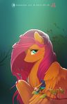  antiander avian bird blue_eyes blush branch equine feathers female feral flower fluttershy_(mlp) friendship_is_magic green_background hair hi_res long_hair looking_at_viewer mammal my_little_pony pegasus pink_hair plain_background smile solo wings yellow_feathers yellow_skin 