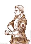  artist_request bandages belt character_name expressionless john_hamish_watson looking_away male_focus non-web_source open_clothes open_shirt pants profile red_cross sherlock_(bbc) shirt simple_background solo 