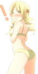  1girl blonde_hair blush bra breasts drill_hair hair_ornament mahou_shoujo_madoka_magica open_mouth panties ran_(9ens2000) small_breasts solo tomoe_mami twin_drills twintails underwear underwear_only yellow_eyes yellow_panties 