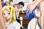  3girls 5boys black_hair blonde_hair blue_hair blush brown_eyes contest deepthroat eyes_closed fairy_tail feet fellatio gray_fullbuster group_sex highres juvia_loxar long_hair lucy_heartfilia mirajane mirajane_strauss multiple_boys multiple_girls natsu_dragneel nude oral orgy penis pink_hair sex shirt_lift short_hair side_ponytail sitting smile standing tbone111 toes uncensored watching white_hair 