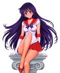  bare_legs bishoujo_senshi_sailor_moon choker collarbone earrings elbow_gloves gloves high_heels highres hino_rei jewelry legs long_hair looking_at_viewer magical_girl panties pantyshot pantyshot_(sitting) pedestal purple_eyes purple_hair red_sailor_collar red_skirt sailor_collar sailor_mars sailor_senshi_uniform shoes simple_background sitting skirt solo tiara underwear white_background white_gloves zzy 