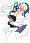  closed_eyes english fkey green_hair hatsune_miku headphones highres long_hair math outstretched_arms panties profanity school_uniform serafuku skirt solo spread_arms thighhighs twintails underwear very_long_hair vocaloid 