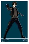  autumn-north belt boots energy_gun full_body gun han_solo handgun harrison_ford holster male_focus open_clothes open_vest science_fiction scope simple_background sketch solo star_wars thigh_holster vest weapon 