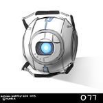  blue_eyes no_humans one-eyed personality_core portal portal_(series) portal_2 robot shadow simple_background sketch solo wheatley white_background 