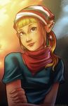  aryll bandana blonde_hair crossed_arms earrings green_eyes head_tilt image_sample jewelry lipstick long_hair makeup pointy_ears ponytail scarf short_sleeves smile sunset teenage the_legend_of_zelda the_legend_of_zelda:_the_wind_waker tiuana_rui tumblr_sample 