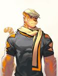  abs anthro biceps body_markings brown_fur clothing feline frown fur hat male mammal markings muscles orange_eyes orange_fur pecs plain_background scarf shirt silver_fur sleez standing striped_fur stripes tan_fur tiger white_background white_fur 