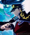  bad_id bad_pixiv_id black_hair chain fingerless_gloves gakuran gloves hat jojo_no_kimyou_na_bouken kuujou_joutarou long_coat multiple_boys school_uniform stand_(jojo) star_platinum sumizuki 