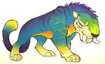  blue_fur chunky dog-bone feline feral fur invalid_tag macawnivore maccaw mammal mohawk paws plain_background sabertooth sabre-toothed_tiger smilodon spots stripes the_croods tiger white_background yellow_eyes 