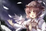  animal_ears breasts deetamu dress dress_shirt feathers forest hat medium_breasts music mystia_lorelei nature night open_mouth pink_hair red_eyes shirt short_hair singing sky smile solo star_(sky) starry_sky touhou tree wings 