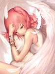  angel bracelet chain clenched_hand feathered_wings feathers gem highres jewelry karori_(sukunomi) magi_the_labyrinth_of_magic morgiana one_side_up pink_hair sleeveless solo wings 
