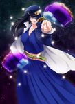  bad_id bad_pixiv_id black_hair blue_eyes clenched_hands genderswap genderswap_(mtf) hat isamu jojo_no_kimyou_na_bouken kuujou_joutarou long_hair long_skirt pointing school_uniform skirt stand_(jojo) star_platinum 