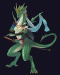  armor black_background breasts digitigrade dragon female katana kogarah lizard nipples plain_background reptile scalie solo sword unknown_artist warrior weapon 