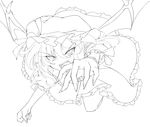  bat_wings fuyuno_taka greyscale highres lineart monochrome pointy_ears remilia_scarlet solo touhou wings 