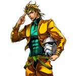  blonde_hair dio_brando headband headwear_removed heart helmet helmet_removed jacket jojo_no_kimyou_na_bouken male_focus parody red_eyes salute seyo solo star_wars stormtrooper yellow_jacket 