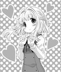  blush greyscale heart hidamari_sketch monochrome nazuna school_uniform short_hair smile solo yoshitani_motoka 