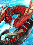  dragon fire flying monster monster_hunter no_humans rathalos scales solo spikes tail ten_(prop03) wings 