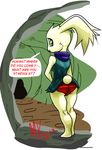  anthro butt cave_story clothing cute english_text female green_eyes lagomorph looking_at_viewer looking_back mammal mimiga monkeyxflash rabbit text tight_clothing video_games 