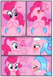  aloe_(mlp) blue_eyes blue_hair comic dialog english_text equine female feral friendship_is_magic hair hi_res horse implied_cunnilingus lesbian lotus_(mlp) mammal my_little_pony pink_body pink_hair pink_theme pinkie_pie_(mlp) pony pyruvate text 