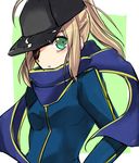  artoria_pendragon_(all) blonde_hair blue_scarf fate/stay_night fate_(series) green_eyes hat mysterious_heroine_x rojiura_satsuki:_chapter_heroine_sanctuary scarf solo type-moon yorutori 