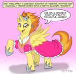  crown dialog dress english_text equine female feral friendship_is_magic fur hair horn horse mammal my_little_pony pegasus pluckyninja pony signature solo spitfire_(mlp) text two_tone_hair winged_unicorn wings wonderbolts_(mlp) yellow_fur 