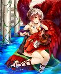  bad_id bad_pixiv_id bandages braid chalice jewelry monster necklace open_mouth original pink_hair red_eyes short_hair sitting solo toi_(4089597) water yellow_eyes 