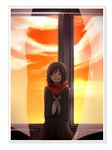  bad_id bad_pixiv_id black_hair closed_eyes curtains endolu enpera hair_ornament hairclip kagerou_project long_hair loss_time_memory_(vocaloid) red_scarf scarf school_uniform smile solo tateyama_ayano window 