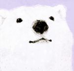  bear black_eyes black_nose close-up fur j_(artist) mammal polar_bear purple_background solo white_fur 