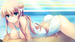  blue_eyes blush breasts game_cg kunai_uri long_hair nipples pocket_ni_koi_o_tsumete pool swimsuit tagme_(character) wet 
