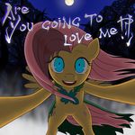  equine female feral fluttershy_(mlp) friendship_is_magic green_eyes grotar00 hair horse mammal moon my_little_pony night outside parody pegasus pink_hair pony solo touhou wings yandere 