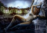  anthro breasts canine dog female looking_at_viewer mammal nude pinup pose solo water 