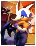  ass bat bat_ears bat_wings big_breasts big_ears blush breasts butt dialog elbow_gloves english_text eyelashes eyeshadow female gloves green_eyes large_breasts looking_at_viewer makeup mammal nancher pinup pose rouge_the_bat sega side_boob solo sonic_(series) sonic_the_hedgehog text wings 
