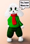  anthro cave_story clothing fur green_eyes jamesfoxbr lagomorph looking_at_viewer male mammal mimiga open_mouth paint solo toroko video_games white_fur 