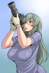  bespectacled blush breasts camera glasses gloves large_breasts lens long_hair older open_mouth red_eyes rozen_maiden silver_hair solo suigintou sweat sweatdrop tsuda_nanafushi 