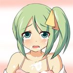  bare_shoulders be_(o-hoho) camisole collarbone crying crying_with_eyes_open daiyousei green_eyes green_hair hair_ribbon looking_at_viewer ribbon sexually_suggestive side_ponytail sleeveless suggestive_fluid tears touhou upper_body yellow_ribbon 
