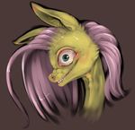  8-xenon-8 creepy equine female fluttershy_(mlp) friendship_is_magic green_eyes horse looking_at_viewer mammal my_little_pony nightmare_fuel plain_background pony portrait rape_face smile solo 