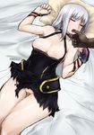  1girl bed breasts eris eyes_closed long_hair nipples pillow pussy skj uncensored white_hair 