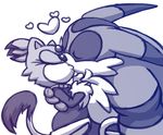  anthro big_the_cat blaze_the_cat cat couple duo embrace eyes_closed feline female kissing male mammal monochrome plain_background raygirl sega size_difference sonic_(series) straight white_background 