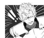  angry armor byro_cracy clenched_teeth fairy_tail monochrome short_hair solo teeth 