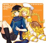  :d ^_^ alternate_costume amakura_(am_as) animal_ears april_fools artoria_pendragon_(all) baseball_cap blonde_hair blush boots bow braid character_name closed_eyes copyright_name dog_ears dog_tail english fate/apocrypha fate/stay_night fate_(series) green_eyes hat jeanne_d'arc_(fate) jeanne_d'arc_(fate)_(all) long_hair md5_mismatch multiple_girls mysterious_heroine_x navel open_mouth panties ponytail rojiura_satsuki:_chapter_heroine_sanctuary shorts single_braid sitting smile striped striped_legwear tail thighhighs type-moon underwear 