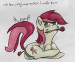  anus butt equine female feral flank flower friendship_is_magic green_eyes grin horse kinky looking_at_viewer mammal my_little_pony penetration plain_background pony pussy rose rose_(mlp) roseluck_(mlp) solo traditional_media wbm wet white_background wingbonermaker 