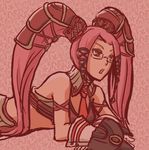  .hack//g.u. 1girl artist_request glasses lowres pi_(.hack//) pink_hair solo twintails 