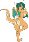  2017 3_toes 5_fingers anthro big_breasts breasts butt claws dragonite feet female fingers generation_1_pokemon genitals green_hair hair looking_at_viewer looking_back looking_back_at_viewer membrane_(anatomy) membranous_wings multicolored_body multicolored_scales nintendo nipples nude ophelia_stafford orange_body orange_scales pokemon pokemon_(species) pokemorph pussy rear_view red_eyes scales skidd solo survival_of_the_fittest tail tan_body tan_scales toe_claws toes two_tone_body two_tone_scales wings 