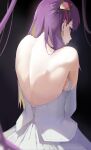  1girl absurdres back blonde_hair breasts colored_inner_hair elbow_gloves from_behind gloves highres hololive hololive_indonesia kikiis_art long_hair moona_hoshinova multicolored_hair purple_eyes purple_hair sideboob solo virtual_youtuber white_gloves 