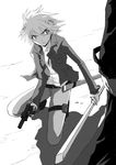  cleo_everlastin greyscale gun majutsushi_orphen monochrome short_hair solo sword weapon yuuki_(yuuki333) 