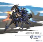  absurdres armored_core armored_core_6 character_name copyright_name dated double-blade energy_blade full_body gun highres holding holding_gun holding_weapon kingofdraw mecha mecha_focus missile_pod no_humans reverse-jointed_legs robot science_fiction standing steel_haze thrusters weapon 